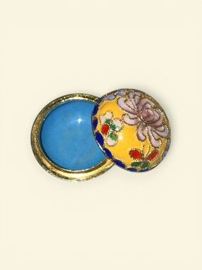 Hand-Painted Cloisonné Trinket Box - Yellow Floral